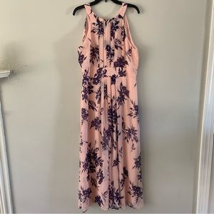 Ronnie Nicole Women's Maxi Sleeveless Pleated Floral Dress Pink and Navy Size 14